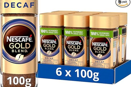🦊 NESCAFÉ Gold Blend Decaff Instant Coffee 100g (Pack of 6)