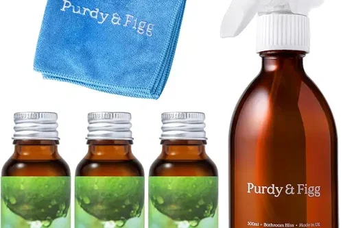 🦊Purdy & Figg | Bathroom Bliss Starter Kit | All Natural Gentle Non Toxic Organic Essential Oils Bathroom Cleaner | Lime & Lemongrass| Streak-free spotlessness Bathroom -auto win