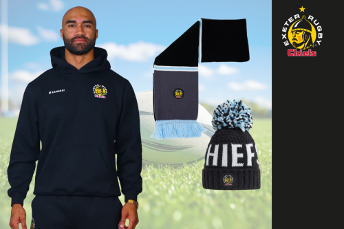 EXETER CHIEFS HOODIE, SCARF AND BOBBLE HAT BUNDLE - AUTO WIN