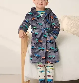 🦊Hatley Kids' Monster Truck OR Flower Fleece Dressing Gown - AUTO WIN 04/10