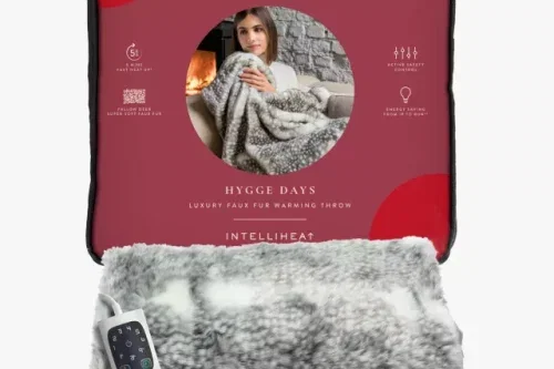 🦊Dreamland Fallow Deer Faux Fur Electric Throw, Multi
