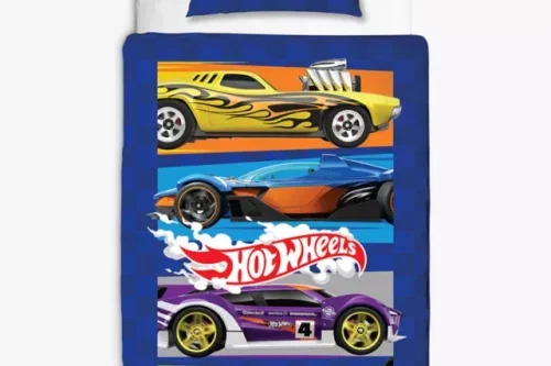 🦊Hot Wheels Easy Care Reversible Single Duvet Cover Set-AUTO WIN