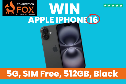 🦊 Apple iPhone 16, iOS, 6.1", 5G, SIM Free, 512GB, Black-AUTO WIN