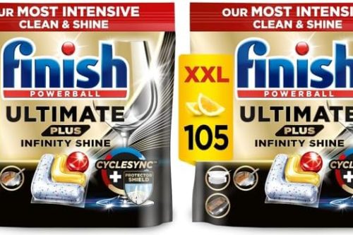 🦊 Finish Ultimate Plus Infinity Shine Dishwasher Tablets- Lemon  105 Tabs Each X2 AUTO WIN 26/09