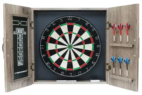 Strikeworth Premium Bristle Dartboard & Cabinet-AUTO WIN
