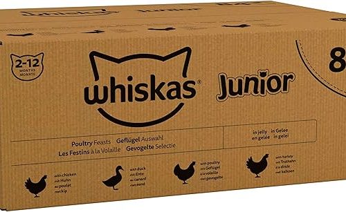 🦊Whiskas Junior Poultry Selection in Jelly 84 Pouches, Wet Kitten & Cat Food, Selection of Chicken, Duck, Poultry & Turkey, Megapack (84 x 85 g)- AUTO WIN