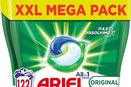 🦊Ariel All-in-1 PODS, Washing Liquid Laundry Detergent Capsules 122 Washes, Original, Outstanding Stain Removal In 1 Wash, Brrrilliant In Cold & Short- AUTO WIN 04/09