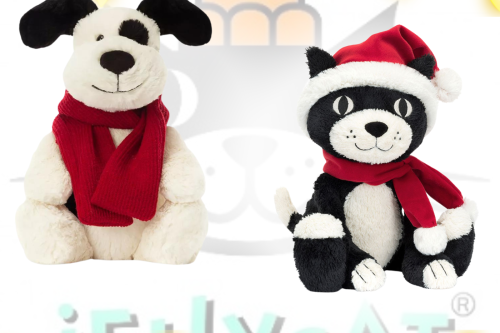🦊 JELLYCAT -CHRISTMAS JACK CAT & BASHFUL WINTER PUPPY -AUTO WIN 23/09