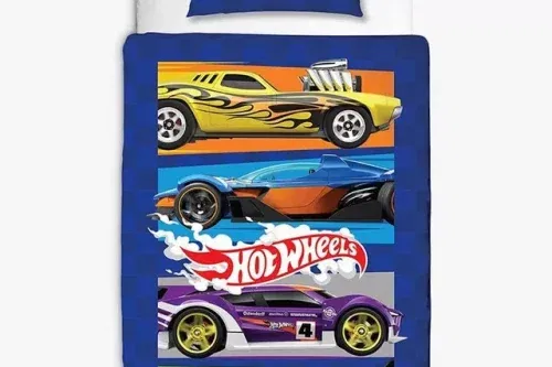 🦊Hot Wheels Easy Care Reversible Single Duvet Cover Set, Multi- AUTO WIN 20/10