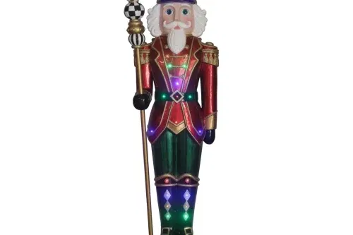 6ft (1.8m) Pre-lit Grand Nutcracker with 25 Colour LED and Music-AUTO WIN