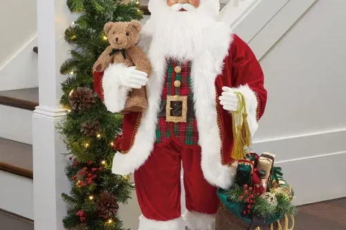 🦊3ft (91cm) Traditional Fabric Standing Santa-AUTO WIN