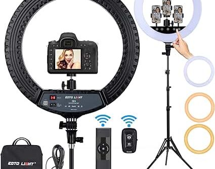 🦊18 inch LED Ring Light with Tripod Stand, Ring Light with Touch Panel for Makeup Studio Portrait-AUTO WIN