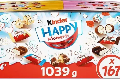 🦊 Kinder Chocolate Exclusive Happy Moments Chocolate Gift Box 167 Chocolates, Halloween, Party Bag Fillers, Kinder Bueno, Chocolate, Schoko-bons, 1kg-2 WINNERS