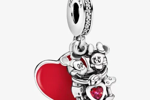 🦊Pandora Disney Mickey Mouse & Minnie Mouse Love Dangle Charm -AUTO WIN 17/10