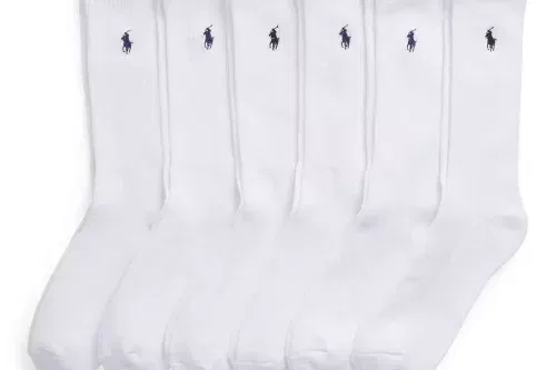 🦊Ralph Lauren Cotton Blend Athletic Socks, Pack of 6, White AUTO WIN 23/11