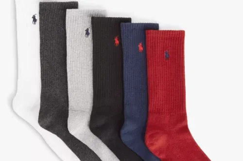 🦊Ralph Lauren Polo Cotton Blend Crew Socks, One Size, Pack of 6