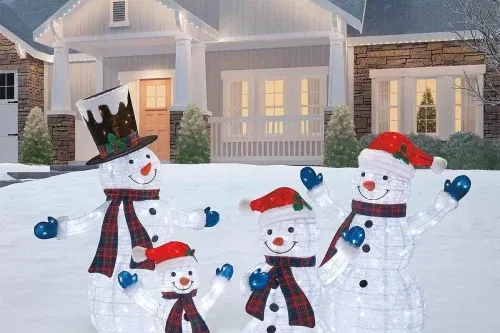 4ft (1.2m) Snowman Family Set of 4 With 600 LED Lights-AUTO WIN