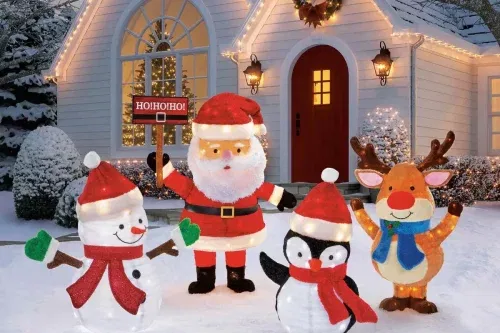 47 inch (1.1m) Santa and Friends with 370 Random Twinkling LED Lights -AUTO WIN