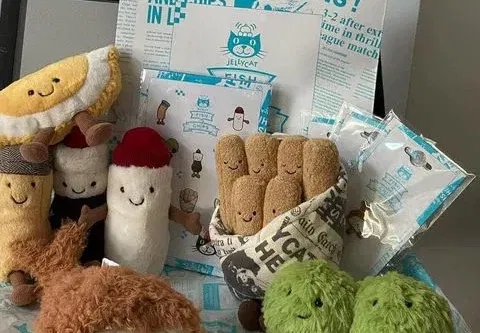 LAST SET- JELLYCAT WORLD EXCLUSIVE FISH & CHIPS – COMPLETE SET -AUTO WIN #6