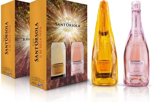🦊Sant’Orsola Prosecco D.O.C. Extra Dry Millesimato + Rosè Sparkling Italian Wine in Gift Pack – 2 x 750 ml-AUTO WIN 04/12