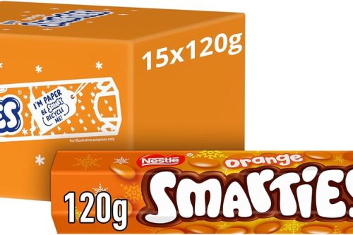 🦊Smarties Orange Milk Chocolate Giant Tube 120g X 15 AUTO WIN 02/12