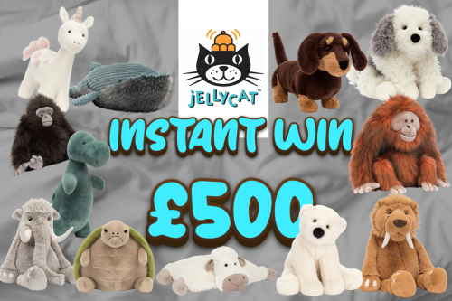 JELLYCAT INSTANT WIN- MAIN PRIZE £500 CASH-AUTO WIN