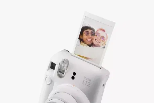 Fujifilm Instax Mini 12 Instant Camera with Built-In Flash & Hand Strap, Clay White-AUTO WIN