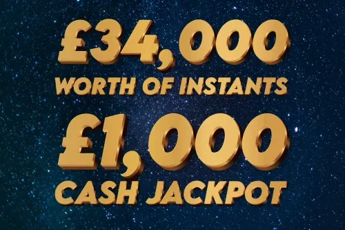 £34,000 WORTH OF INSTANTS -MAIN PRIZE £1,000 CASH JACKPOT – 16/12 -AUTO WIN