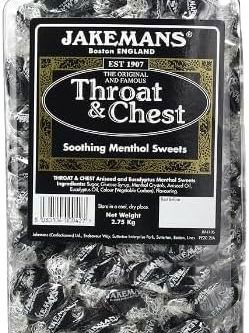 🦊Throat and Chest Flavour - 2.75kg jar - Soothing menthol sweets -2.75 kg (AUTO WIN )