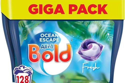 🦊 Bold All-in-1 PODS Washing Liquid Laundry Detergent Tablets / Capsules, 128 Washes -AUTO WIN