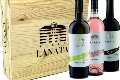 🦊Villa Lanata Langhe Chardonnay + Piemonte Rosso + Langhe Rosato Mixed Dry Wine in Wood Case- 3x750 ml- AUTO WIN 20/12