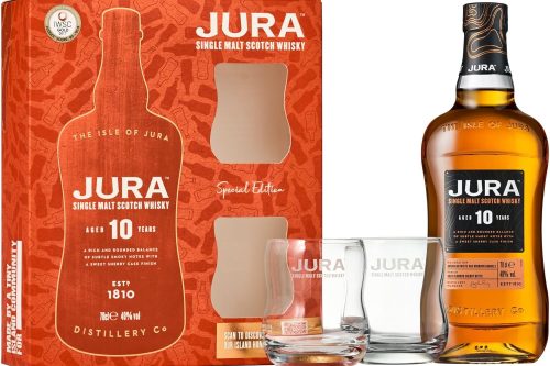 🦊Jura 10 Year Old Single Malt Whisky 2 Glasses Gift Pack 70cl- AUTO WIN 15/12