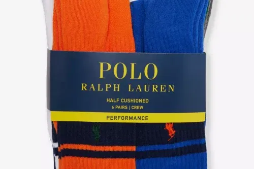 🦊POLO RALPH LAUREN Logo-embroidered pack of six stretch-knit socks- AUTO WIN 03/12