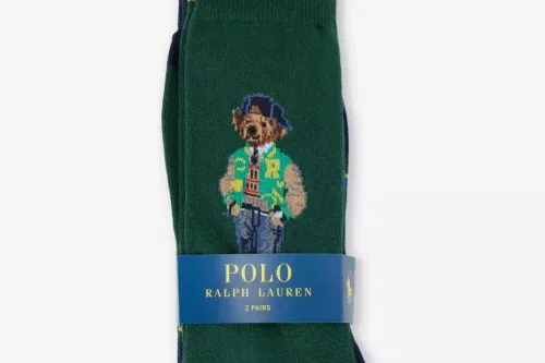 🦊POLO RALPH LAUREN Bear-intarsia pack of two cotton blend knitted socks- AUTO WIN 06/12