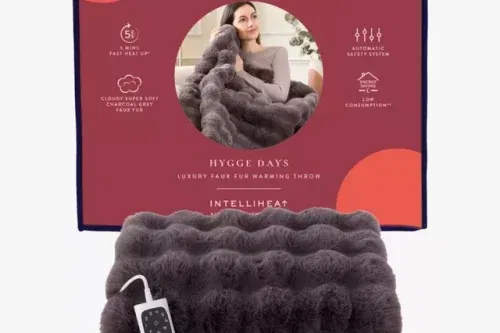 🦊 Dreamland Hygge Days Luxury Faux Fur Electric Throw, Grey-AUTO WIN
