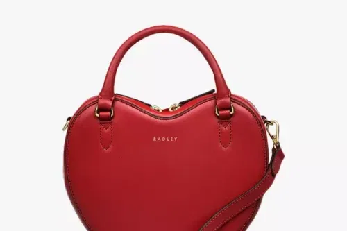 Radley Valentine's Leather Heart Zip-Top Crossbody Bag, Crimson-AUTO WIN
