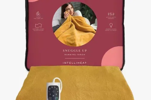 Dreamland 16820 Heated Throw Blanket, Mustard-AUTO WIN