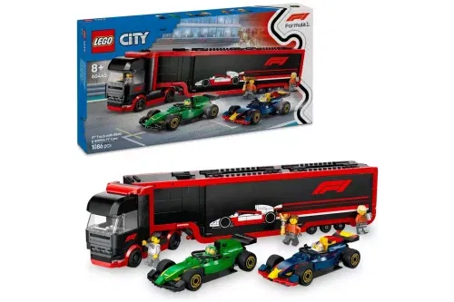 🦊LEGO City F1 Truck with RB20 & AMR24 F1 Cars Playset 60445-AUTO WIN