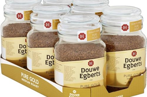 🦊 Douwe Egberts Pure Gold Medium Roast Instant Coffee 95g (Pack of 6 Jars, Total 570g)- AUTO WIN