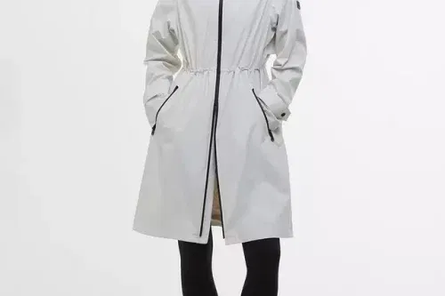 Barbour International Longline Kyra Waterproof Hooded Jacket, Silver-AUTO WIN