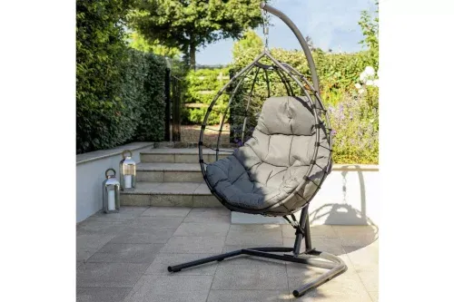 Metal Hanging Egg Chair - Grey-AUTO WIN