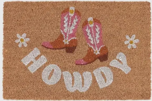 Howdy’ Pink Cowboy Boots Doormat  - AUTO WIN