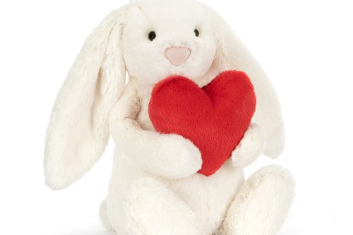 JELLYCAT Bashful Red Love Heart Bunny-AUTO WIN