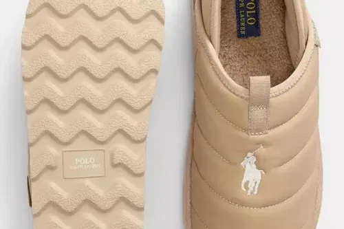 Ralph Lauren Everett Quilted Slippers, Khaki Cream-AUTO WIN