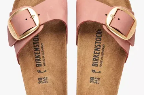 Birkenstock Madrid Big Buckle Nubuck Sandals, Rose-AUTO WIN