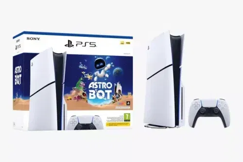 Sony PlayStation 5 (Model Group - Slim) Console with DualSense Controller, White and Astro Bot Bundle
