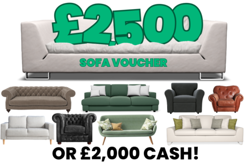🦊 £2,500 Sofa Voucher Or £2,000 Cash! JUST 10P TO ENTER