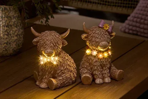 🦊 Natural Set of 2 Hamish the Cow Solar Light-AUTO WIN