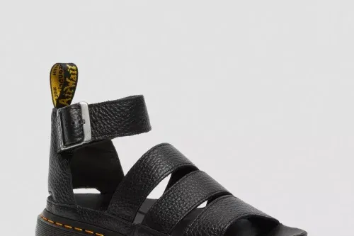 DR MARTENS CLARISSA II QUAD MILLED NAPPA LEATHER PLATFORM SANDALS-AUTO WIN