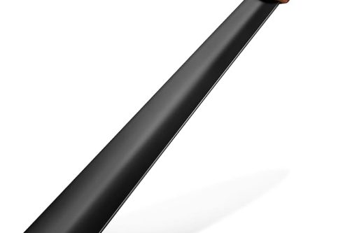ZOMAKE Metal Shoe Horn 42cm - Long Handled Shoehorn,Black Extra Long Shoe Horns With Leather Handle For Men Women The Elderly